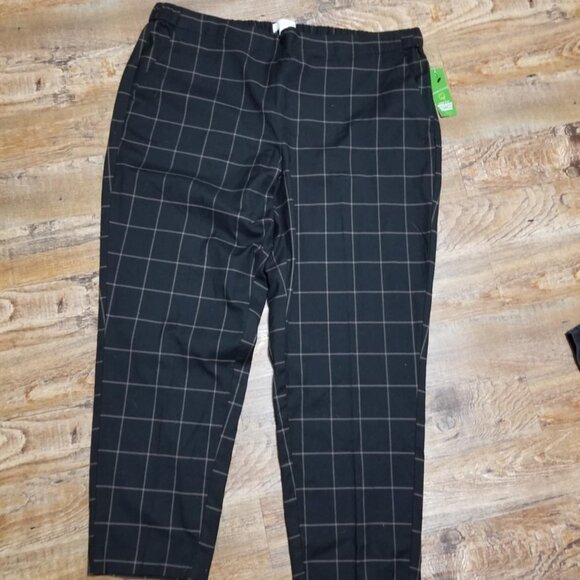 LIZ CLAIBORNE Pants Plaid Black Tan Size 18 Organic Cotton NWTag - Picture 1 of 10